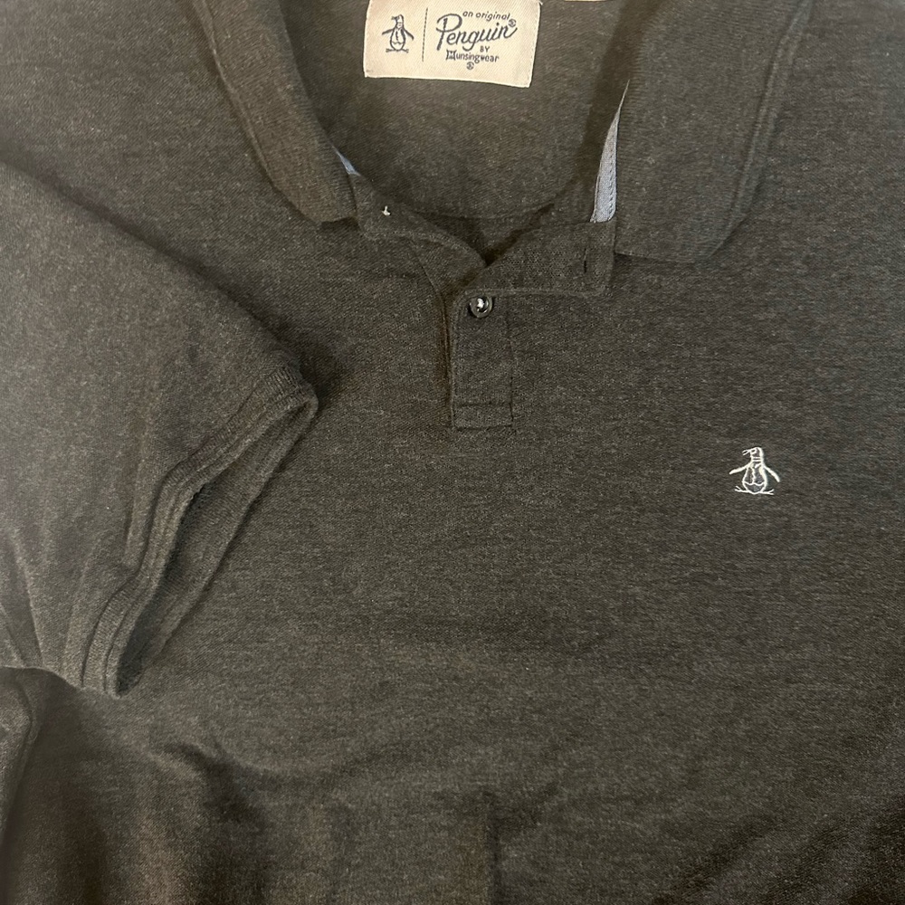 Original Penguin Dark Gray Polo Shirt Classic Style Men's Large L